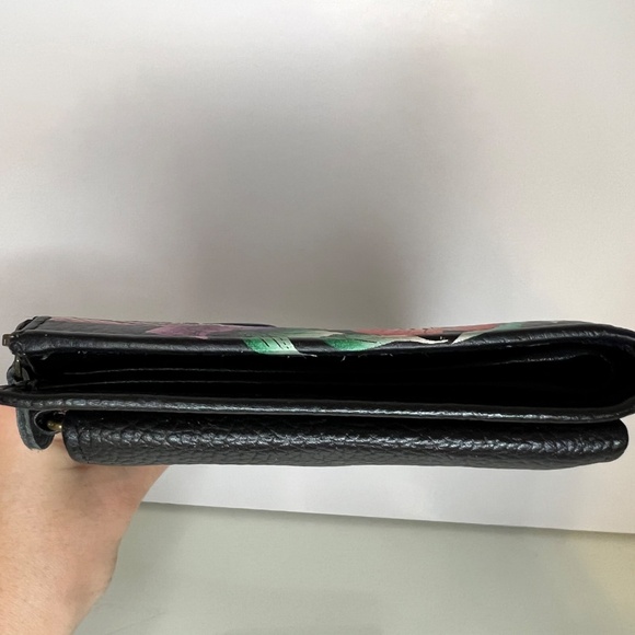 Anuschka Zebra Wallet Black Leather Floral Clutch Wallet NWOT Hand Painted - Picture 12 of 16